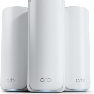 NETGEAR Orbi 770 Series Tri-Band WiFi 7 Mesh Network System (RBE773) - Router + 2 Satellite Extenders, Security Features, Up to 11Gbps, Covers up to 8,000 sq. ft., 100 Devices, 2.5 Gig Internet Port